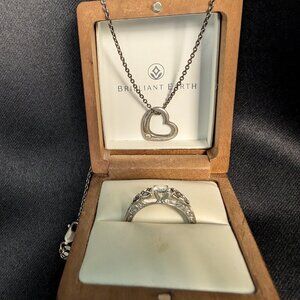 18k White Gold Engagement Ring (size 7) & Necklace